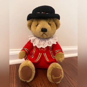 Vintage Harrods Plush Bear in Vibrant Red